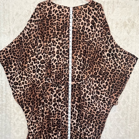 Good American Animal Leopard Print Kimono Robe Sz 16-28 Tie Sash - Picture 14 of 16